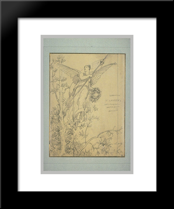 Frontispiece With Winged Woman 20x24 Black Modern Wood Framed Art Print Poster by Merson, Luc Olivier