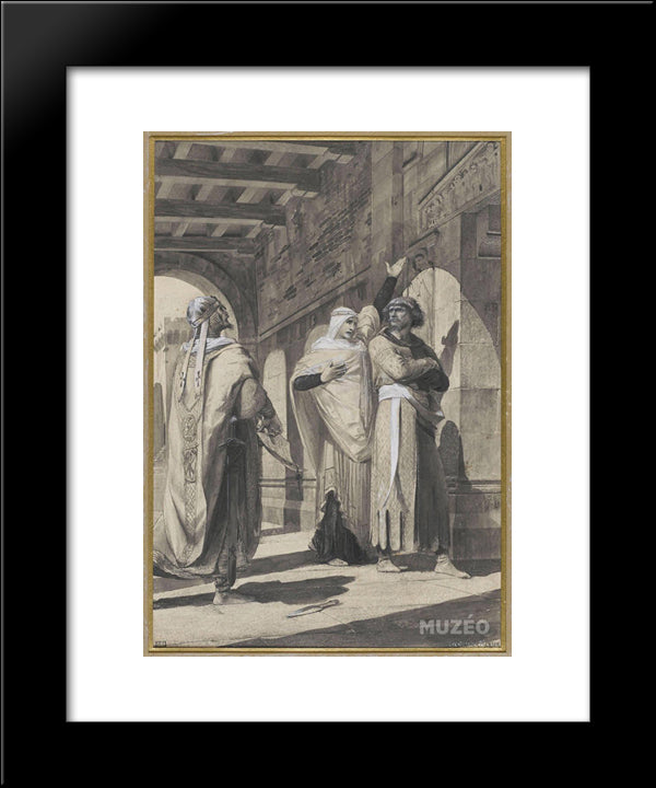 Girart De Roussillon Converted By His Wife Ameline 20x24 Black Modern Wood Framed Art Print Poster by Merson, Luc Olivier