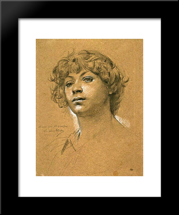 Head Of Young Woman 20x24 Black Modern Wood Framed Art Print Poster by Merson, Luc Olivier
