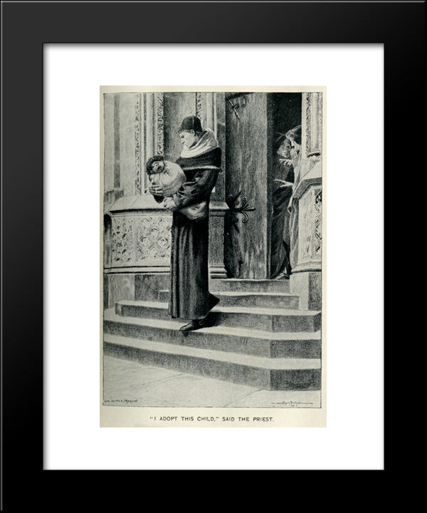 I Adopt This Child Said The Priest 20x24 Black Modern Wood Framed Art Print Poster by Merson, Luc Olivier