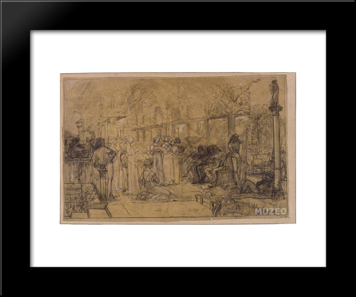 Men And Women Singing And Playing Music 20x24 Black Modern Wood Framed Art Print Poster by Merson, Luc Olivier