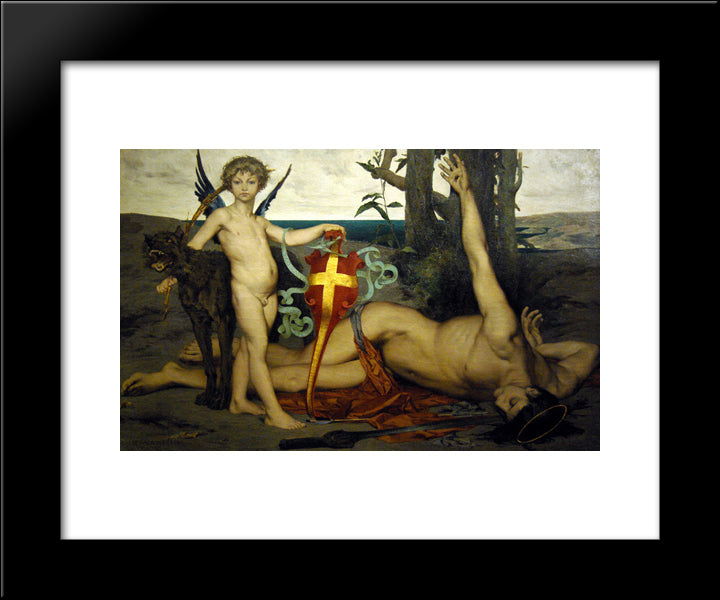 Saint Edmund The Martyr King Of England 20x24 Black Modern Wood Framed Art Print Poster by Merson, Luc Olivier