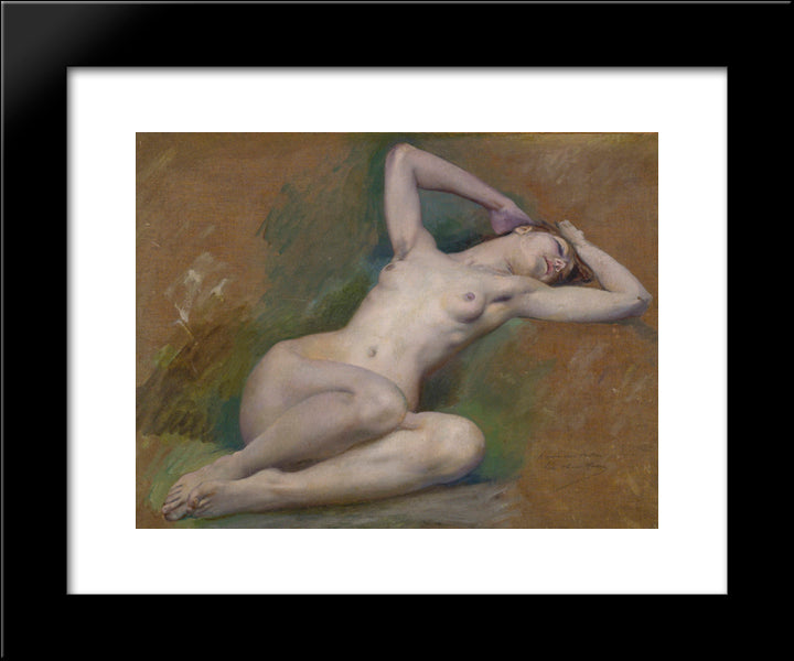 Study For The Figure Of Spring At L'Opera-Comique, Paris 20x24 Black Modern Wood Framed Art Print Poster by Merson, Luc Olivier