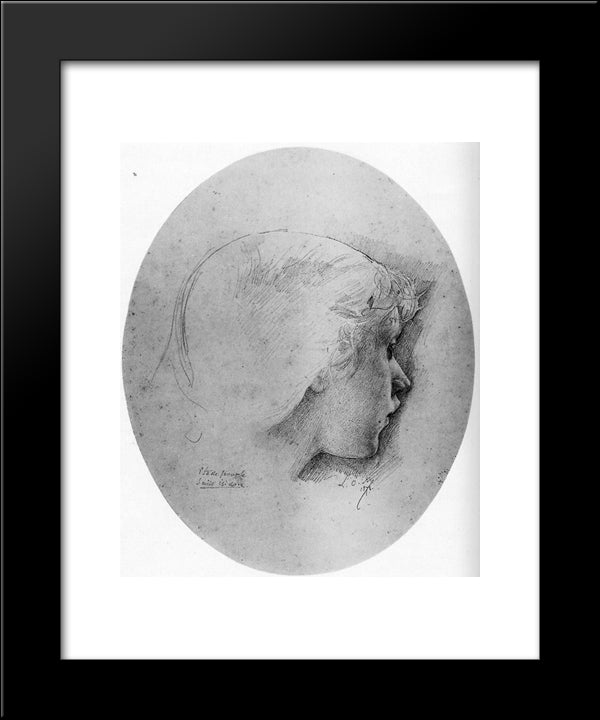 Study For The Head Of An Angel In Saint Isidore 20x24 Black Modern Wood Framed Art Print Poster by Merson, Luc Olivier