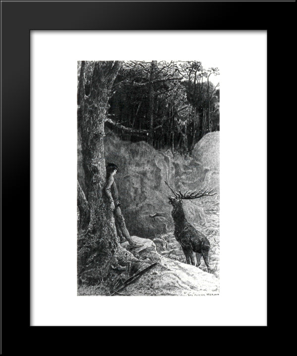 The Big Deer 20x24 Black Modern Wood Framed Art Print Poster by Merson, Luc Olivier