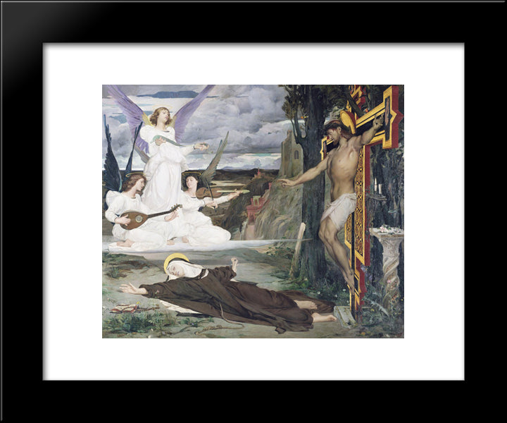 The Vision, Legend Of The 14Th Century 20x24 Black Modern Wood Framed Art Print Poster by Merson, Luc Olivier