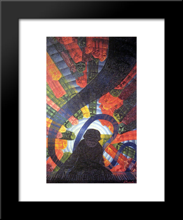 Music 20x24 Black Modern Wood Framed Art Print Poster by Russolo, Luigi
