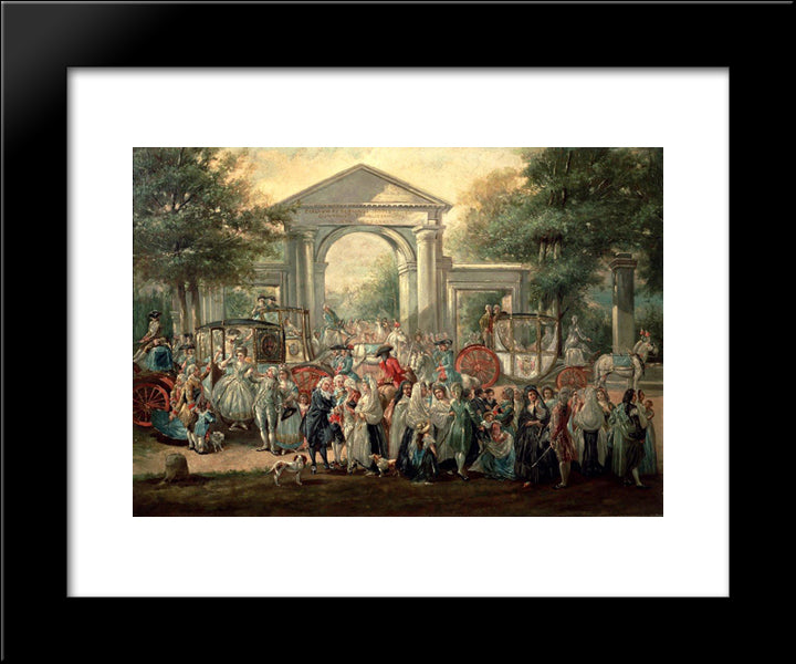 A Fiesta In A Botanical Garden 20x24 Black Modern Wood Framed Art Print Poster by Paret y Alcazar, Luis