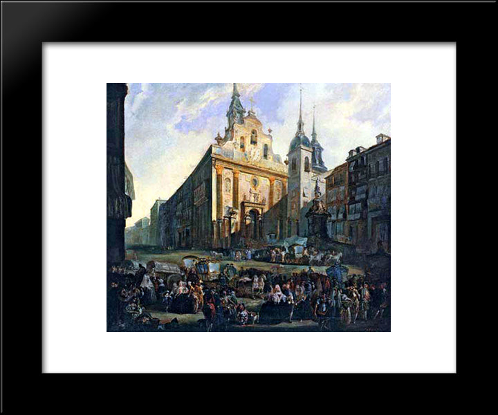 La Puerta Del Sol En Madrid 20x24 Black Modern Wood Framed Art Print Poster by Paret y Alcazar, Luis