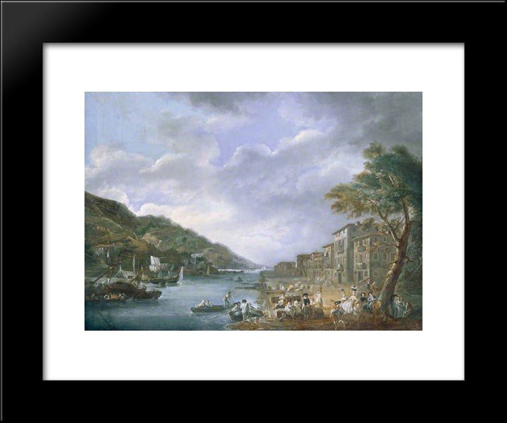 The Quay, Olaveaga, Bilbao 20x24 Black Modern Wood Framed Art Print Poster by Paret y Alcazar, Luis