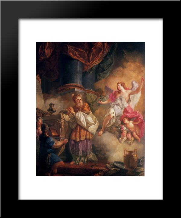 The Visit Of The Angel To Zechariah 20x24 Black Modern Wood Framed Art Print Poster by Paret y Alcazar, Luis