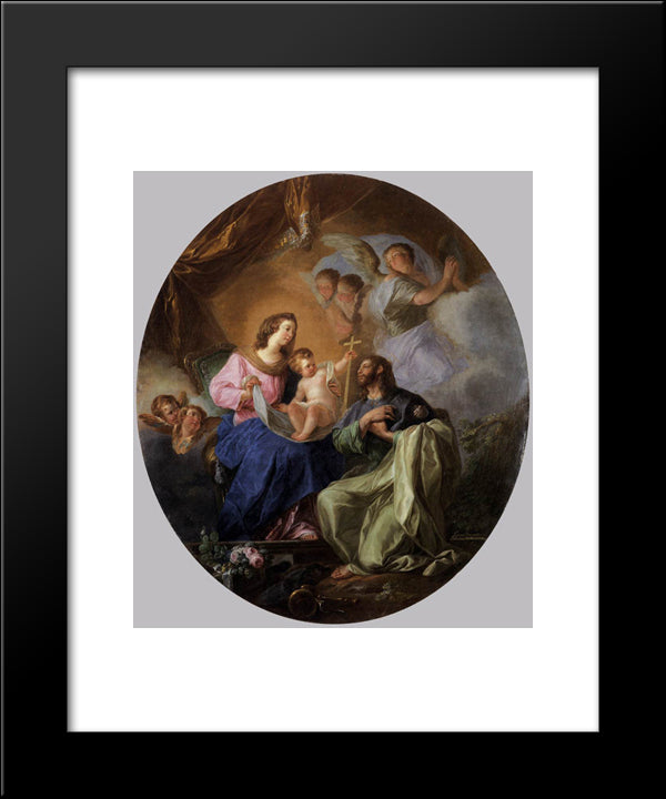 Virgin And Child With St James The Great 20x24 Black Modern Wood Framed Art Print Poster by Paret y Alcazar, Luis