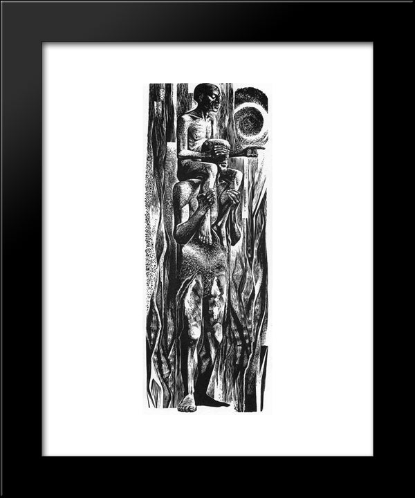 Taro Men 20x24 Black Modern Wood Framed Art Print Poster by Ward, Lynd