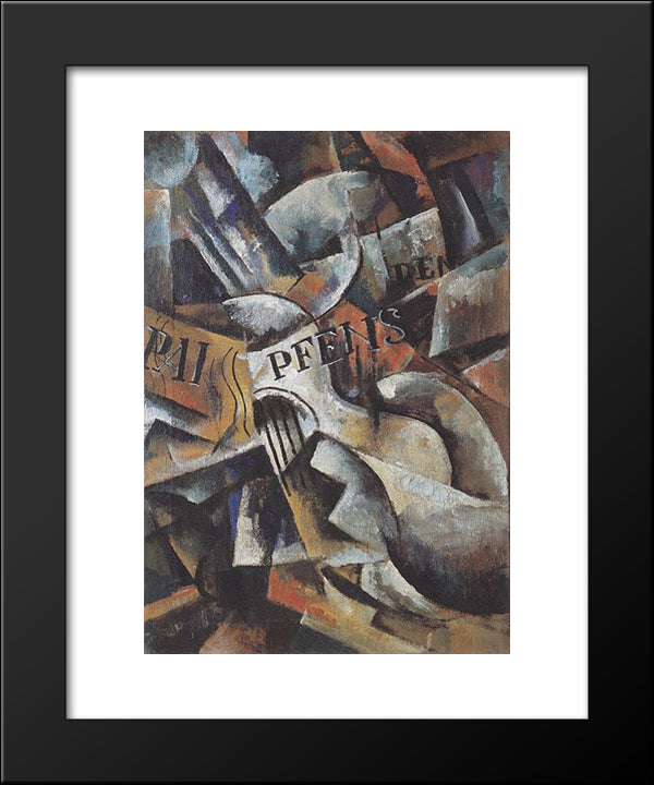 Still Life With Guitar 20x24 Black Modern Wood Framed Art Print Poster by Popova, Lyubov