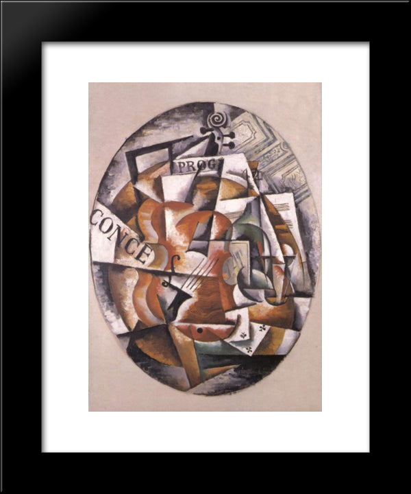 Violin 20x24 Black Modern Wood Framed Art Print Poster by Popova, Lyubov