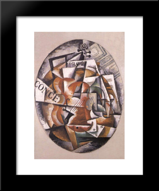 Violin 20x24 Black Modern Wood Framed Art Print Poster by Popova, Lyubov