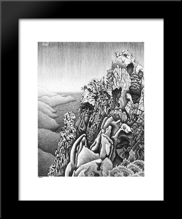 Calanques De Piana 20x24 Black Modern Wood Framed Art Print Poster by Escher, M.C.