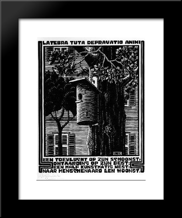 Emblemata - Retreat 20x24 Black Modern Wood Framed Art Print Poster by Escher, M.C.