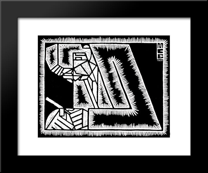 Father With Magnifying Glass 20x24 Black Modern Wood Framed Art Print Poster by Escher, M.C.