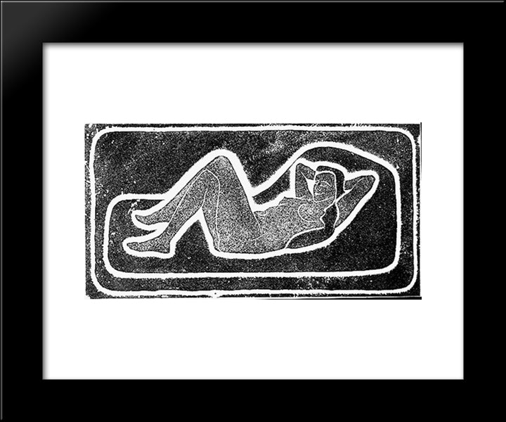 Female Nude In Chair 20x24 Black Modern Wood Framed Art Print Poster by Escher, M.C.