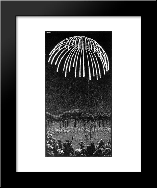 Fireworks 20x24 Black Modern Wood Framed Art Print Poster by Escher, M.C.