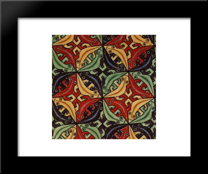 Gecko 20x24 Black Modern Wood Framed Art Print Poster by Escher, M.C.
