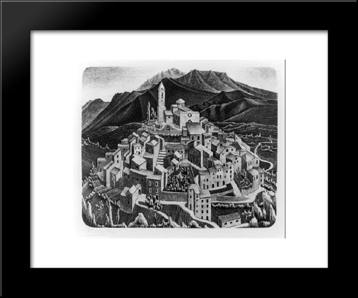 Goriano Sicoli 20x24 Black Modern Wood Framed Art Print Poster by Escher, M.C.