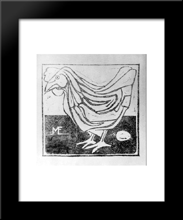 Hen With Egg 20x24 Black Modern Wood Framed Art Print Poster by Escher, M.C.