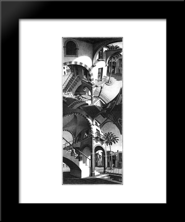 High And Low 20x24 Black Modern Wood Framed Art Print Poster by Escher, M.C.