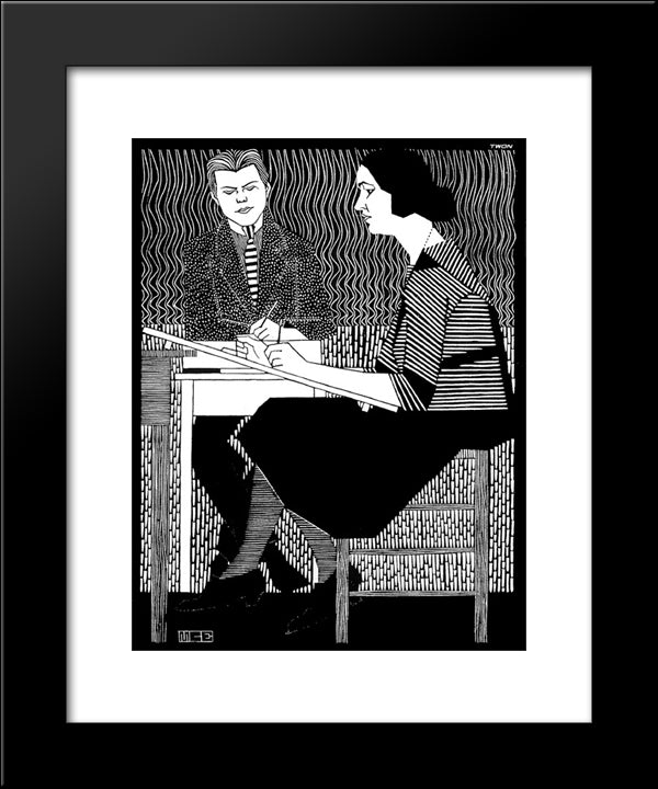 In Mesquitas Classroom 20x24 Black Modern Wood Framed Art Print Poster by Escher, M.C.
