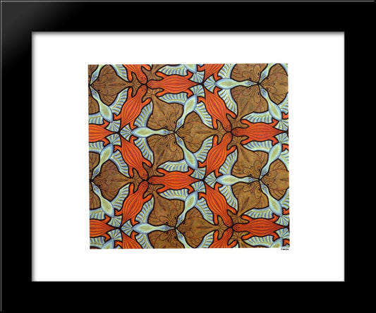 Symmetry Drawing 20x24 Black Modern Wood Framed Art Print Poster by Escher, M.C.