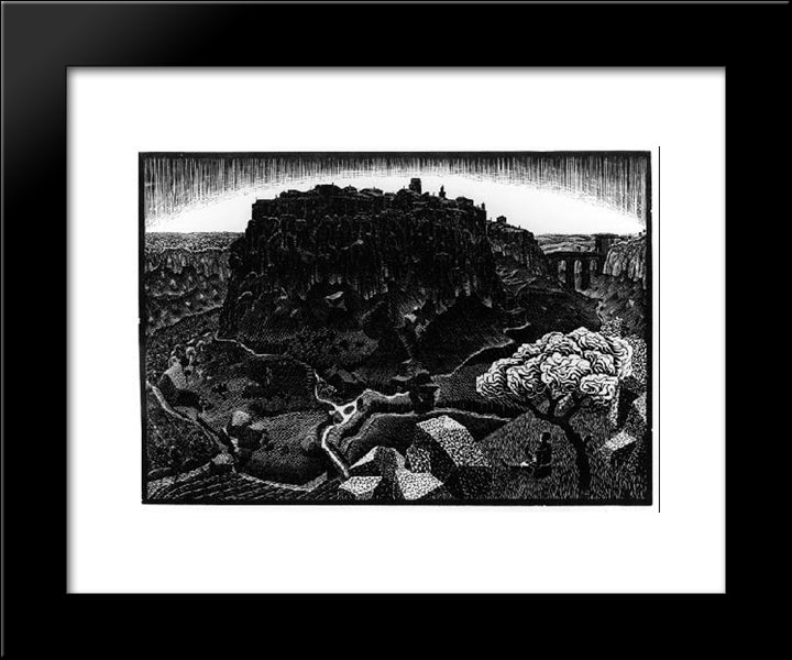 Vitorchiano Nel Cimino 20x24 Black Modern Wood Framed Art Print Poster by Escher, M.C.