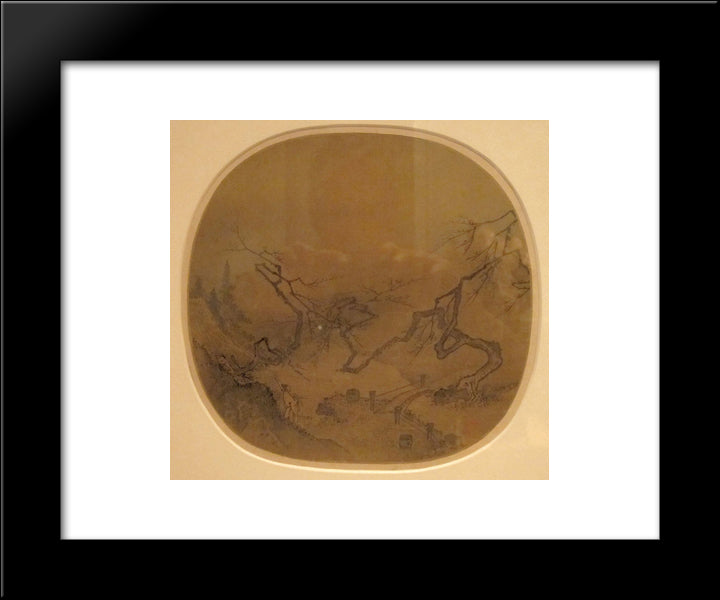 Gentleman In A Garden (Modernly Attributed To Ma Yuan) 20x24 Black Modern Wood Framed Art Print Poster by Ma Yuan