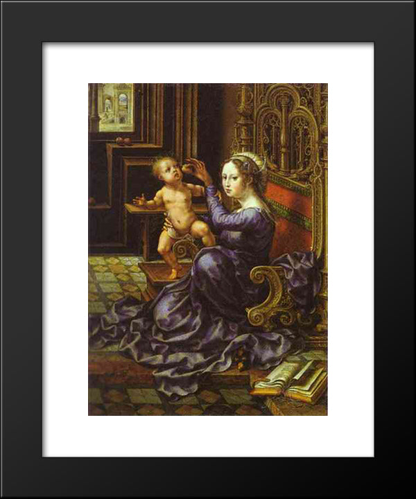 Madonna And Child 20x24 Black Modern Wood Framed Art Print Poster by Mabuse