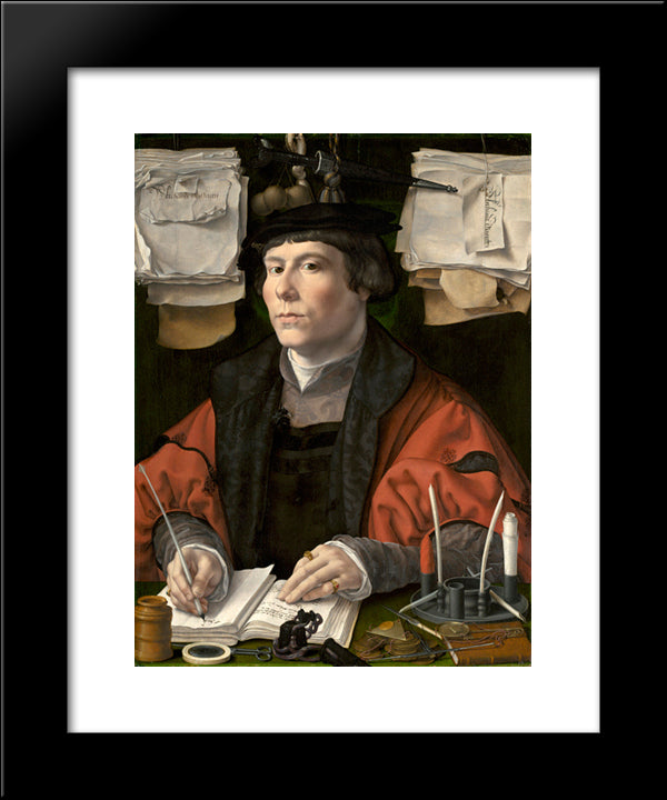 Portrait Of A Merchant 20x24 Black Modern Wood Framed Art Print Poster by Mabuse