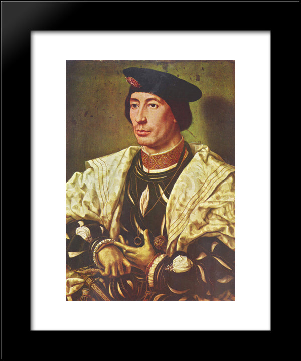 Portrait Of Baudoin Of Burgundy 20x24 Black Modern Wood Framed Art Print Poster by Mabuse