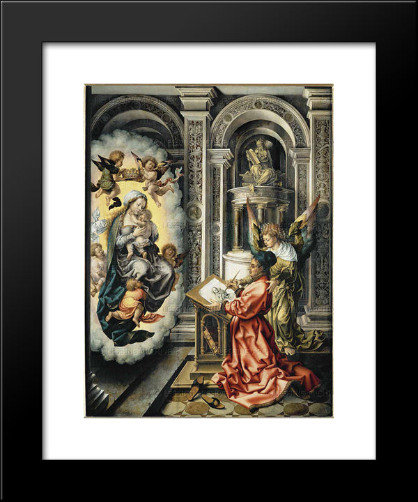 Saint Luke Painting The Virgin 20x24 Black Modern Wood Framed Art Print Poster by Mabuse