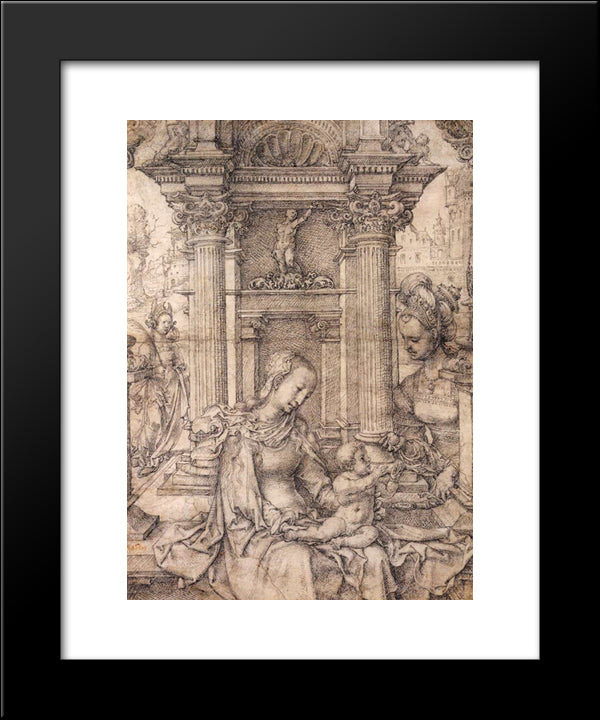 Virgin And Child With Saints 20x24 Black Modern Wood Framed Art Print Poster by Mabuse