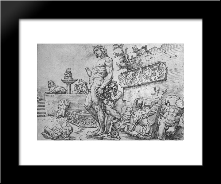 Garden Of The Casa Galli 20x24 Black Modern Wood Framed Art Print Poster by van Heemskerck, Maerten
