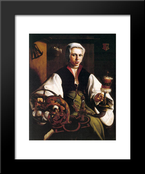 Portrait Of A Lady Spinning 20x24 Black Modern Wood Framed Art Print Poster by van Heemskerck, Maerten