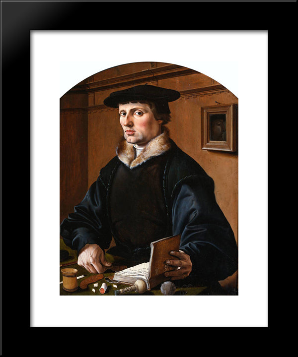 Portrait Of A Man 20x24 Black Modern Wood Framed Art Print Poster by van Heemskerck, Maerten
