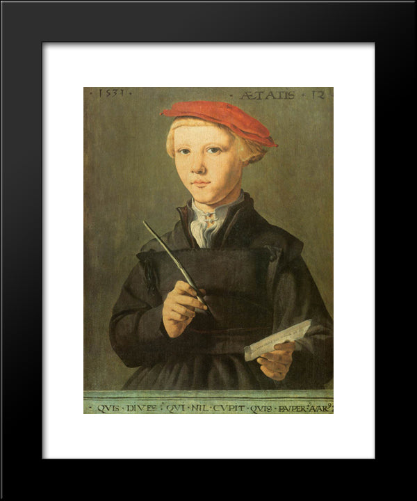 Portrait Of A Young Scholar 20x24 Black Modern Wood Framed Art Print Poster by van Heemskerck, Maerten