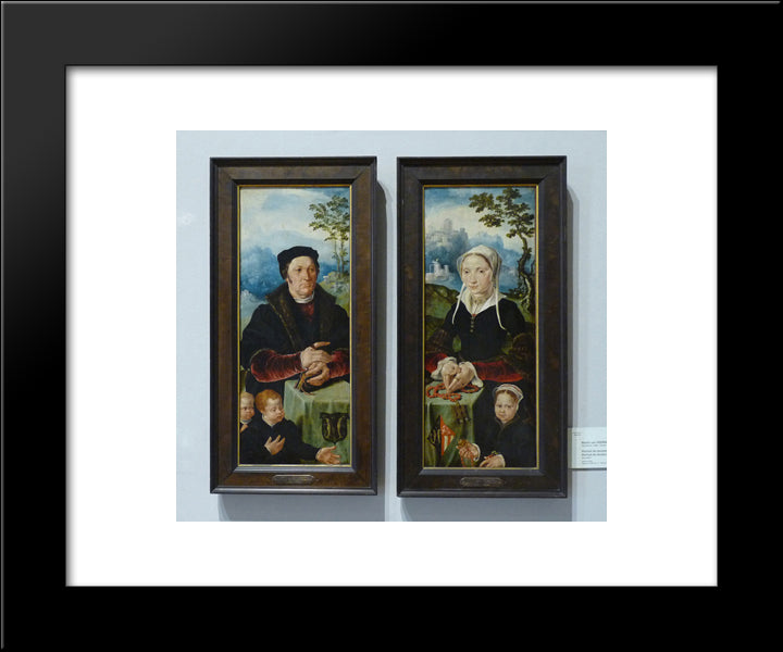 Portraits Of Donors 20x24 Black Modern Wood Framed Art Print Poster by van Heemskerck, Maerten