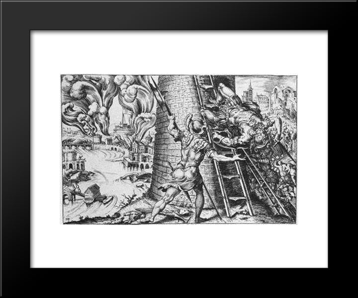 Sack Of Rome 20x24 Black Modern Wood Framed Art Print Poster by van Heemskerck, Maerten