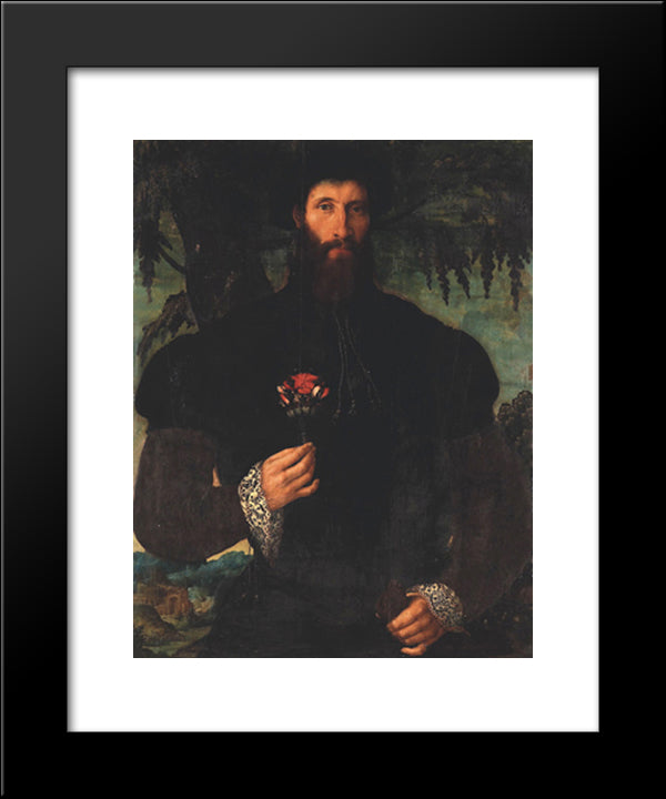 Self-Portrait 20x24 Black Modern Wood Framed Art Print Poster by van Heemskerck, Maerten