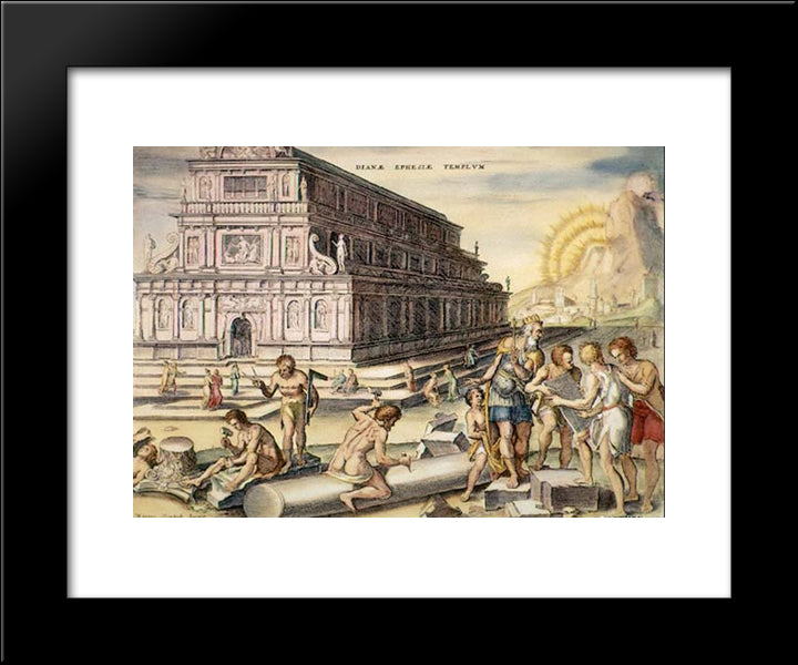 Temple Of Artemis 20x24 Black Modern Wood Framed Art Print Poster by van Heemskerck, Maerten