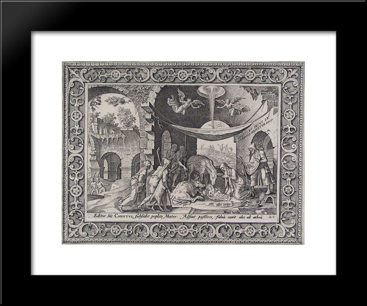 The Adoration Of The Shepherds 20x24 Black Modern Wood Framed Art Print Poster by van Heemskerck, Maerten