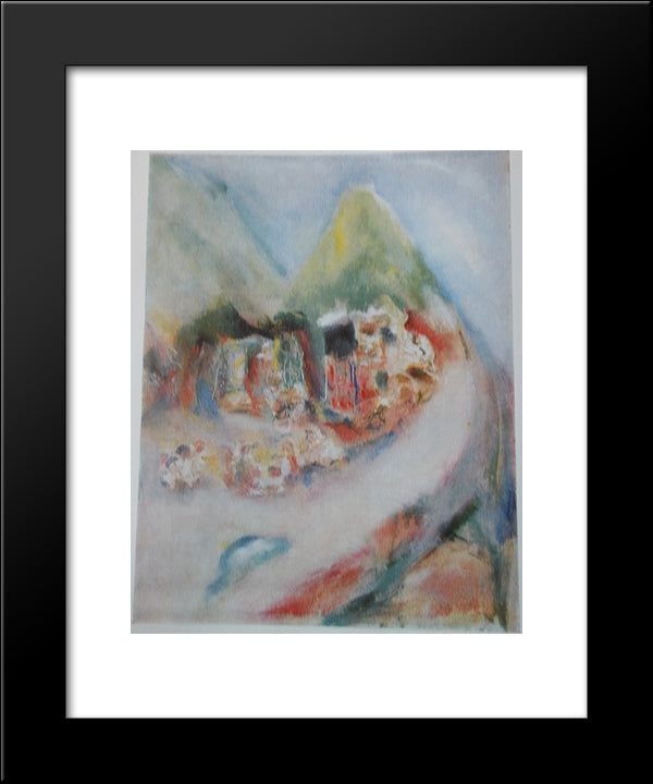 Parish In The Mountains With Painted Houses 20x24 Black Modern Wood Framed Art Print Poster by Sterian, Margareta