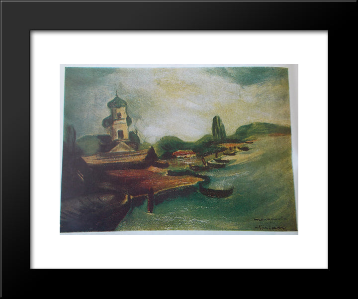 Sunset In Delta 20x24 Black Modern Wood Framed Art Print Poster by Sterian, Margareta