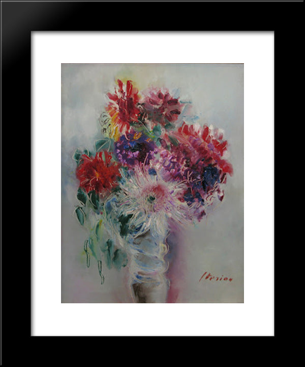 Vase With Flowers 20x24 Black Modern Wood Framed Art Print Poster by Sterian, Margareta